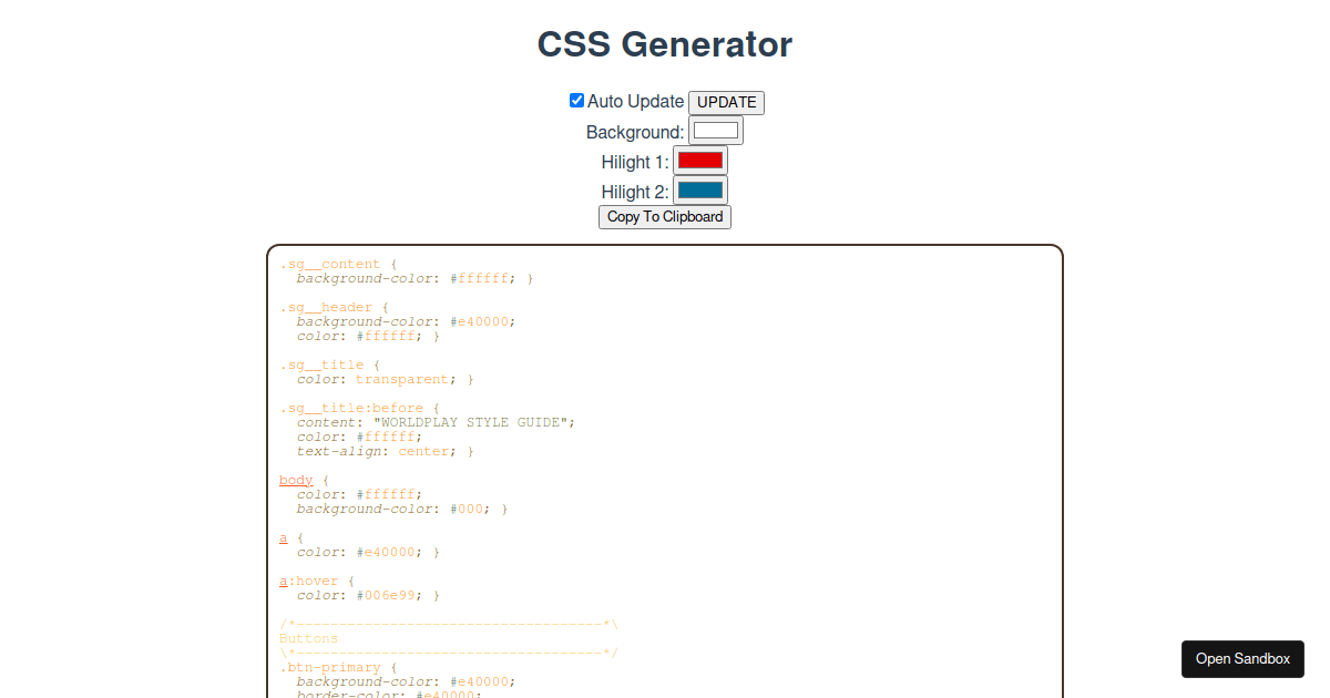 Css Generator Codesandbox