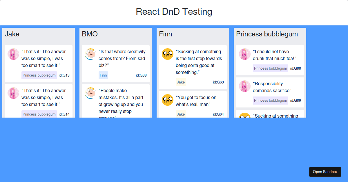 React Beautiful DnD Board Base Codesandbox