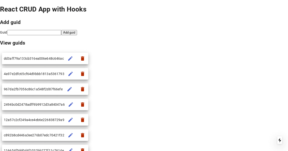 React CRUD With Hooks Codesandbox