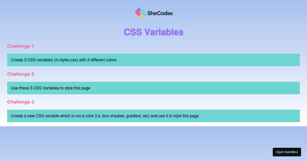 Css Variables Challenge Forked Codesandbox