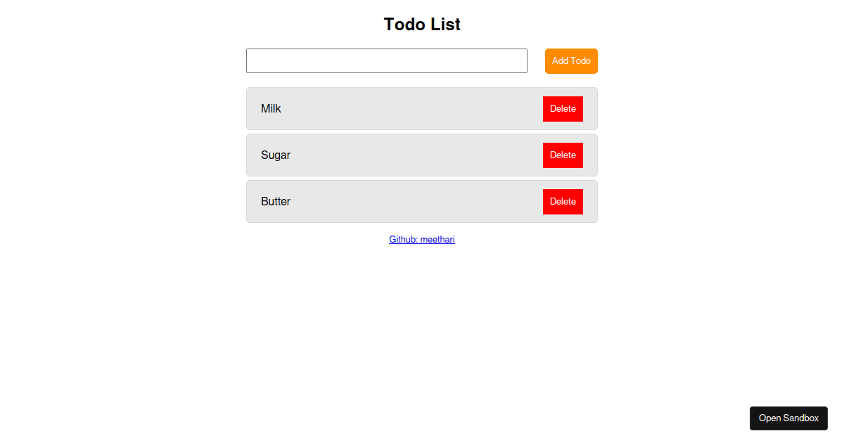 Todo List React Codesandbox