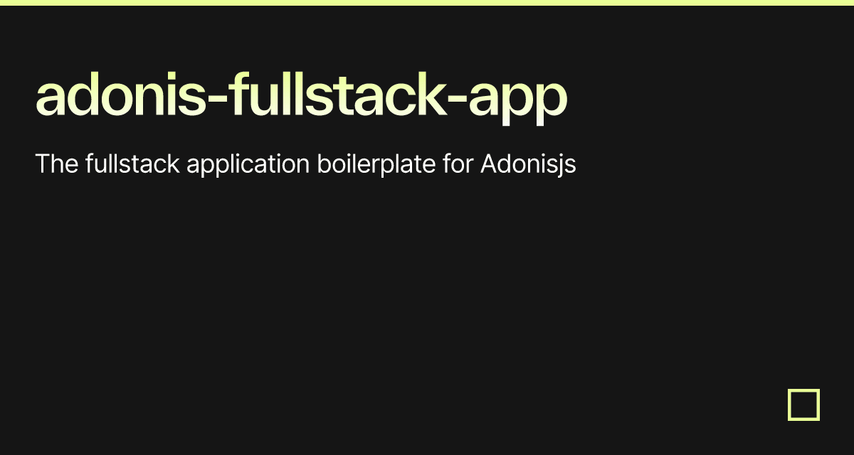 Adonis Fullstack App Codesandbox