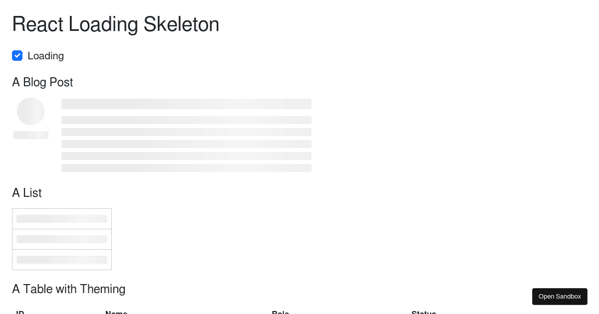 React Loading Skeleton Forked Codesandbox