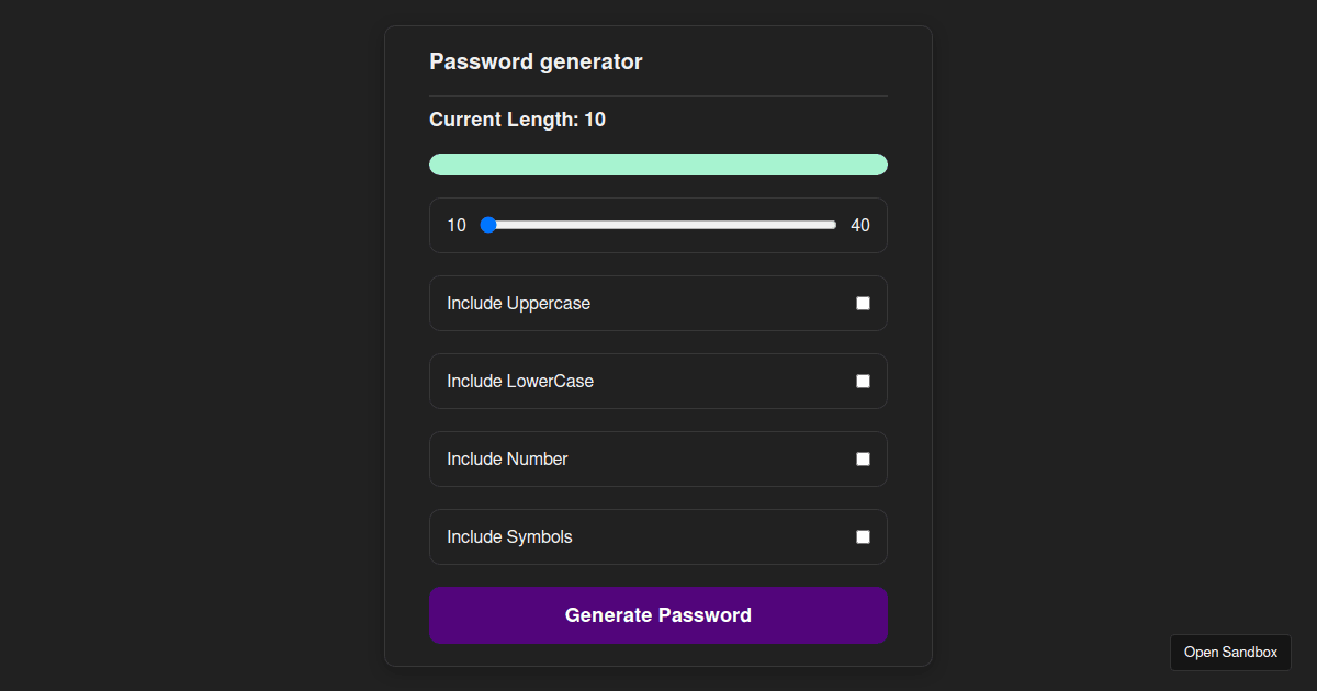 React Password Generator Codesandbox