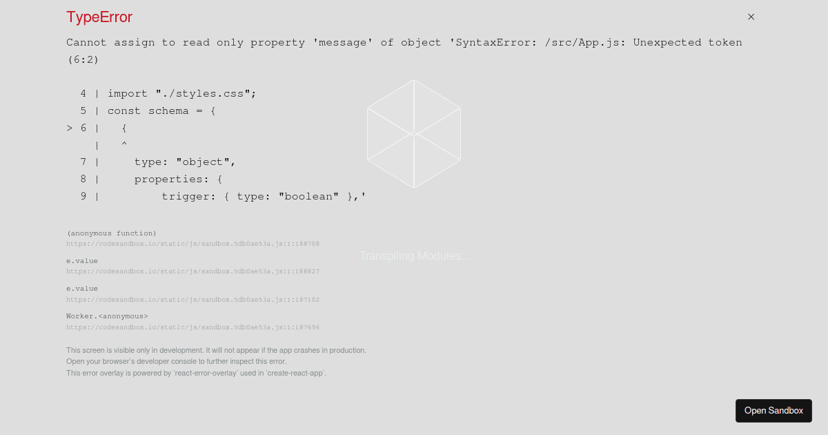 Json Shema Form Forked Codesandbox