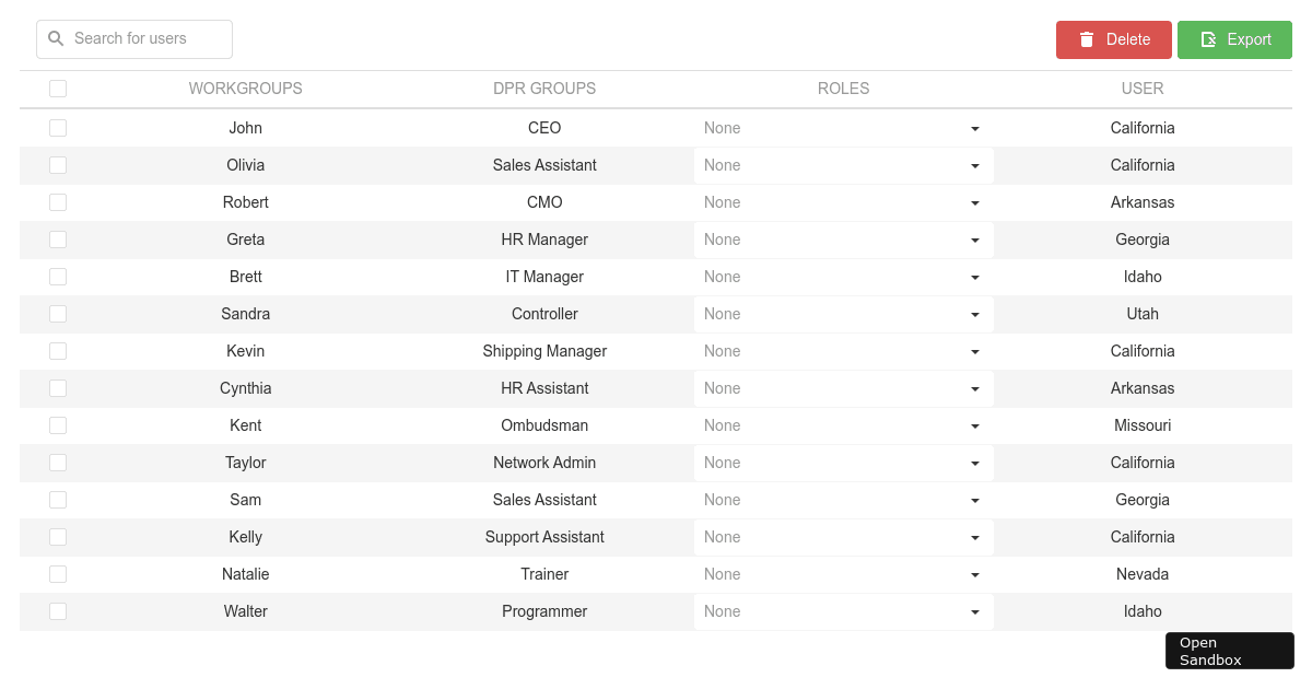 Overview Devextreme Data Grid Forked Codesandbox