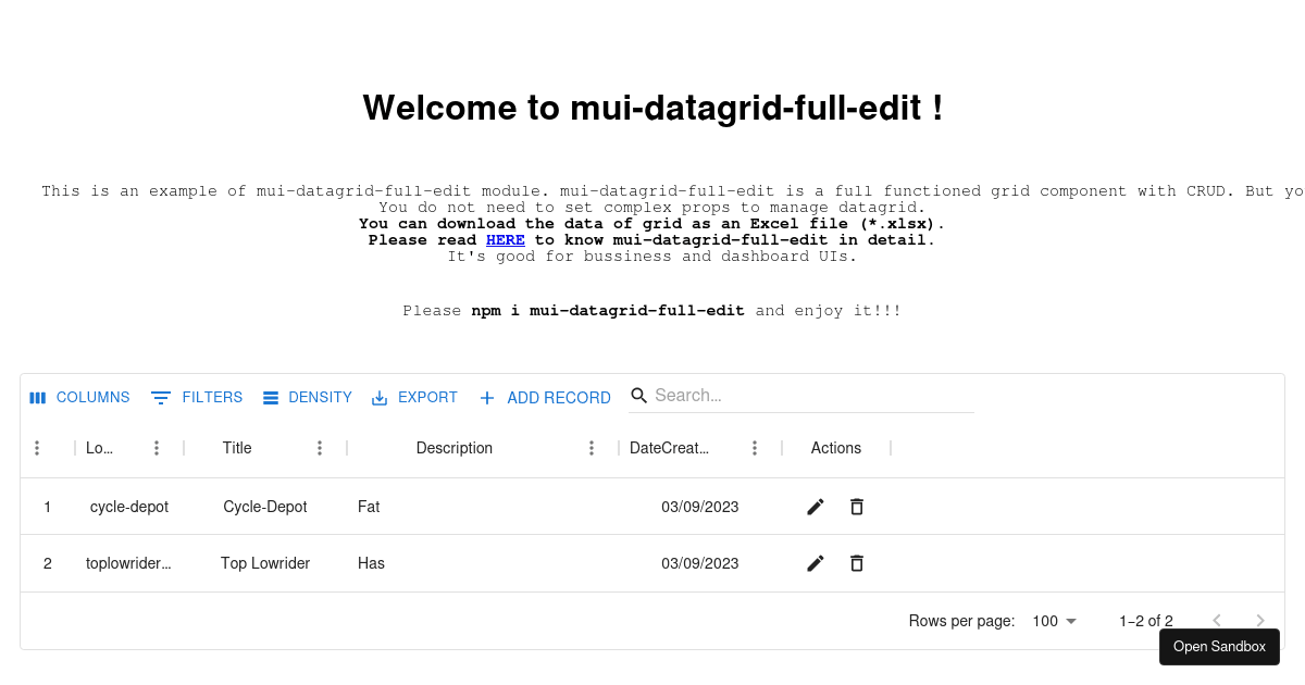 Mui Datagrid Full Edit Sample1 Codesandbox