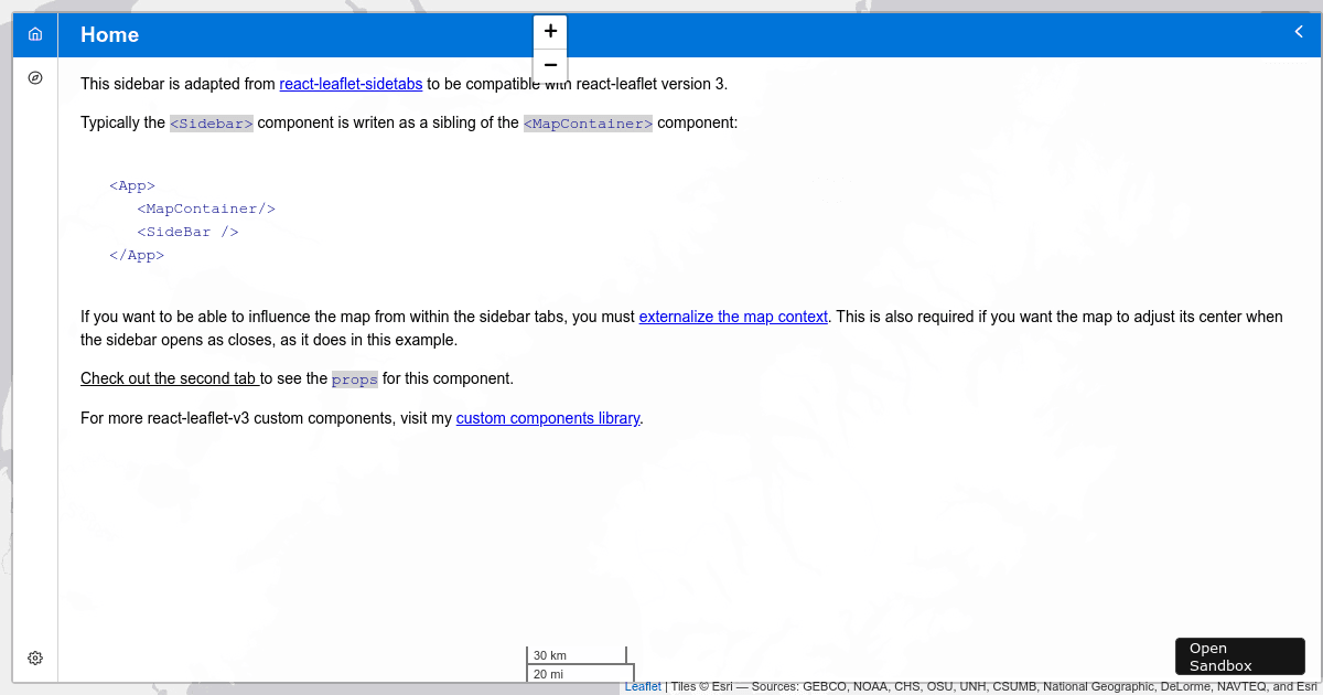 Tomer555 React Leaflet Sidebar Main Codesandbox