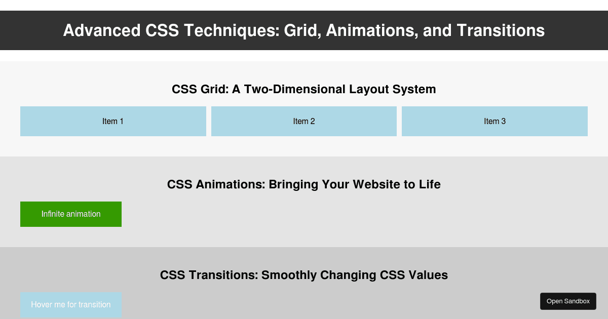 Css Grid Animations Transitions Codesandbox