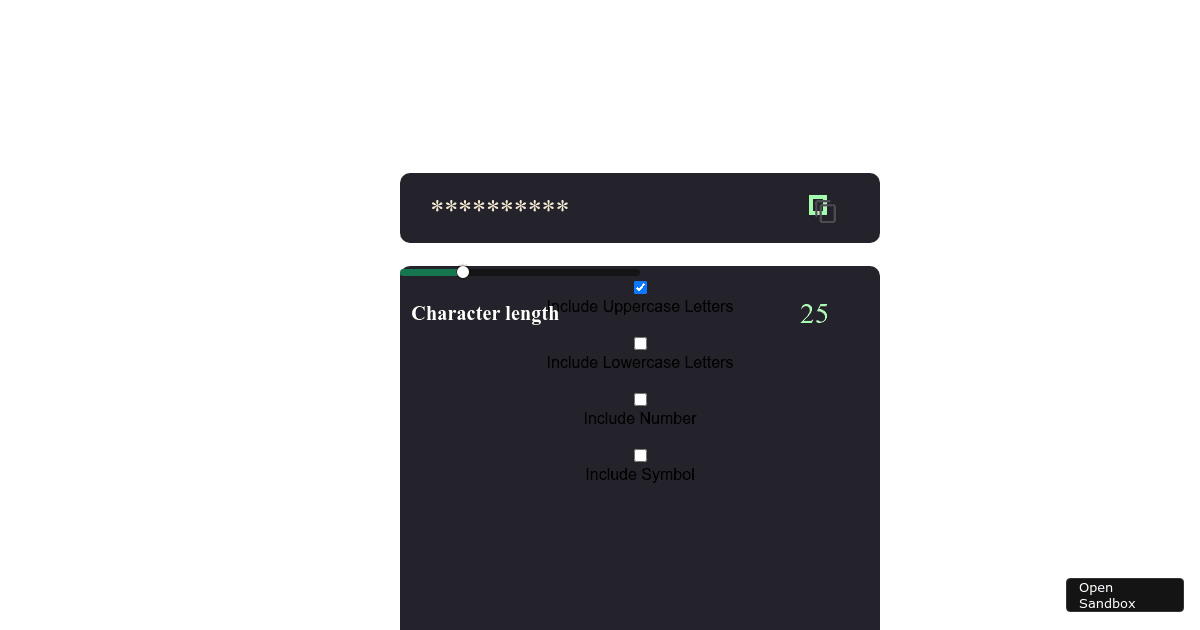 Password Generator Forked Codesandbox