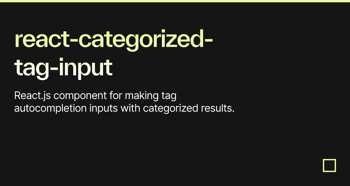 React Categorized Tag Input Codesandbox