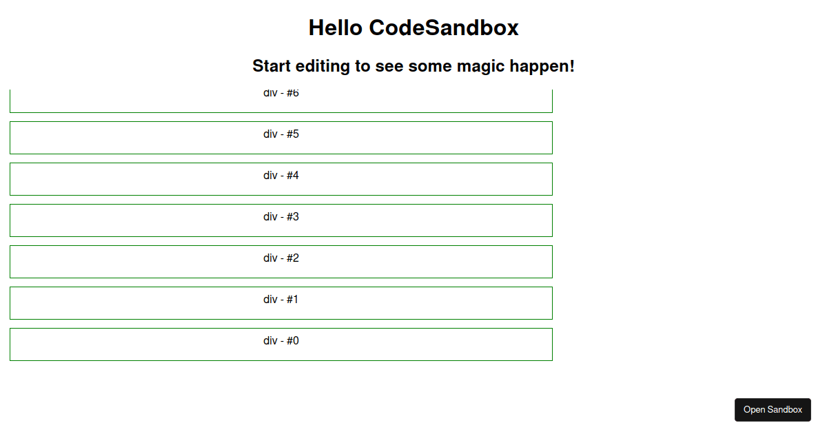 Inverse Infinite Scroll Forked Codesandbox