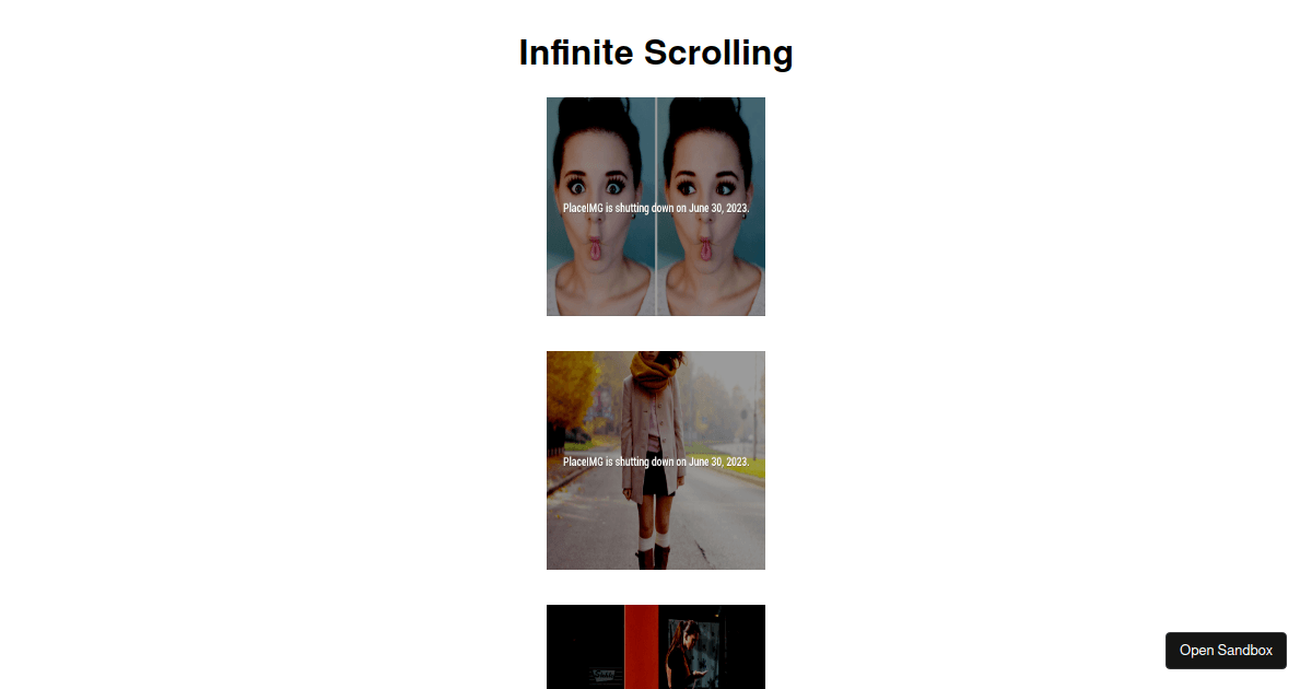 React Lazy Loading Infinite Scroll Codesandbox