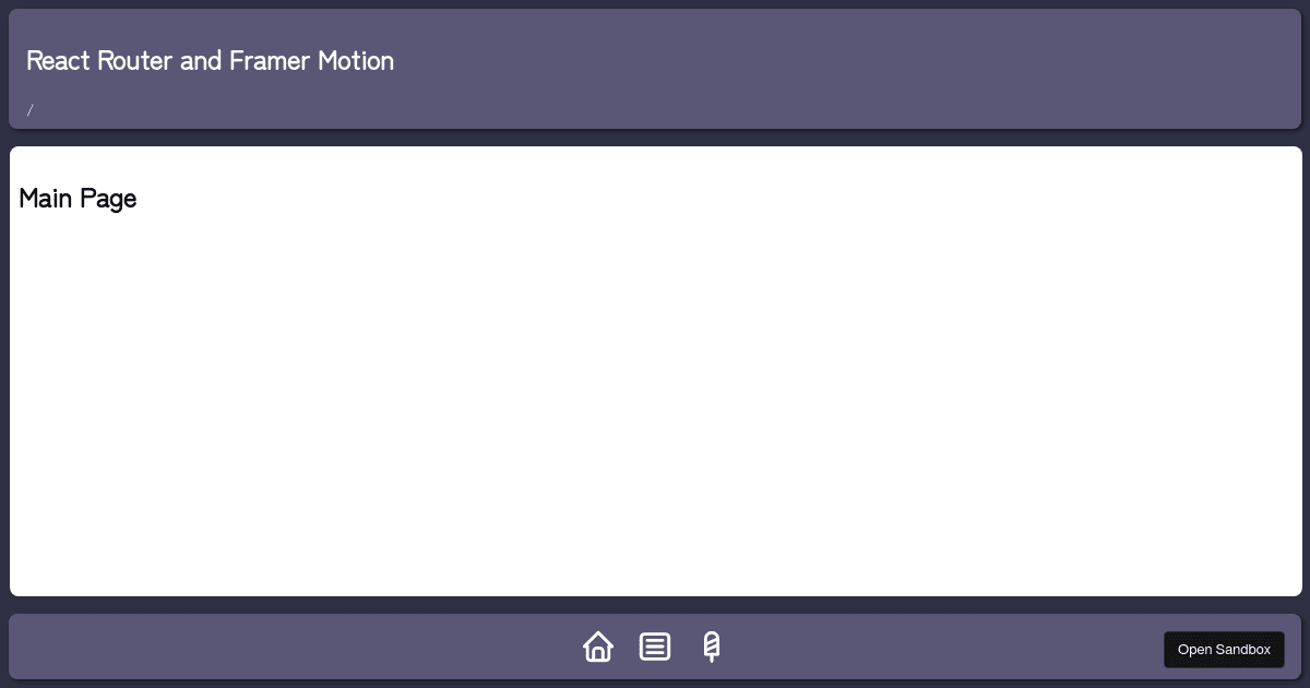 React Router Framer Motion Example Codesandbox