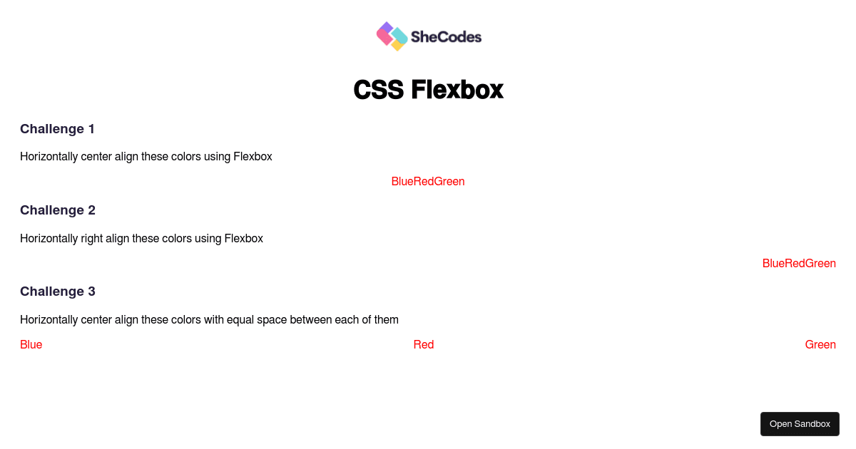 Css Flexbox Challenge Forked Codesandbox