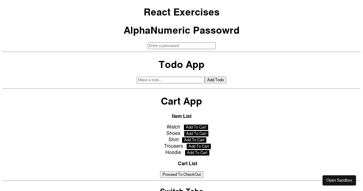 React Exercises Codesandbox