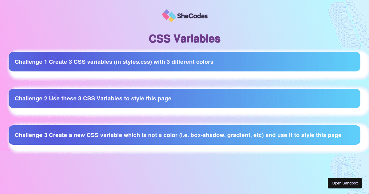 CSS Variables Challenge Forked Codesandbox