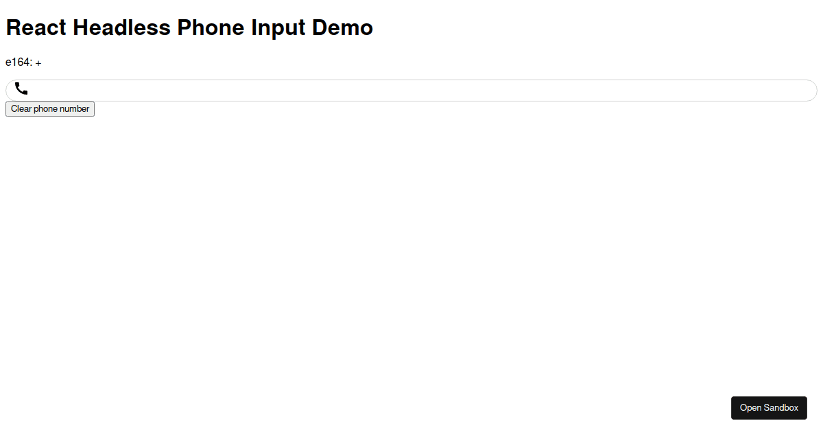 React Headless Phone Input Demo Forked Codesandbox