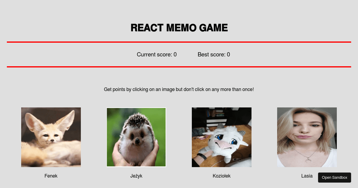 Memo Game Forked Codesandbox