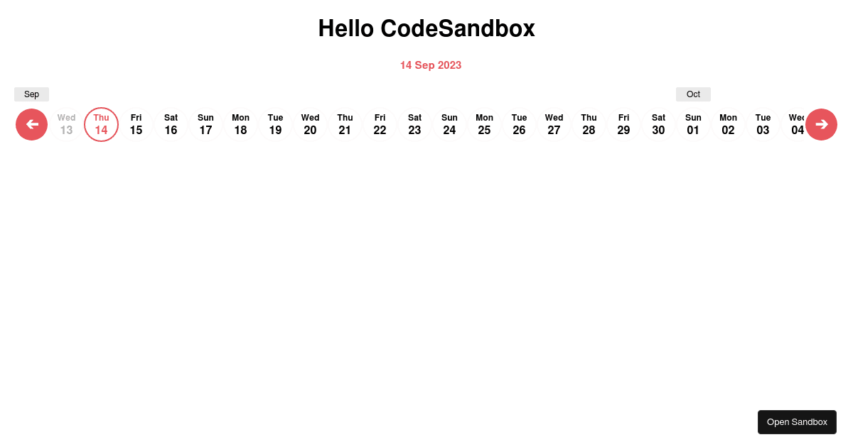 React Date Picker Forked Codesandbox