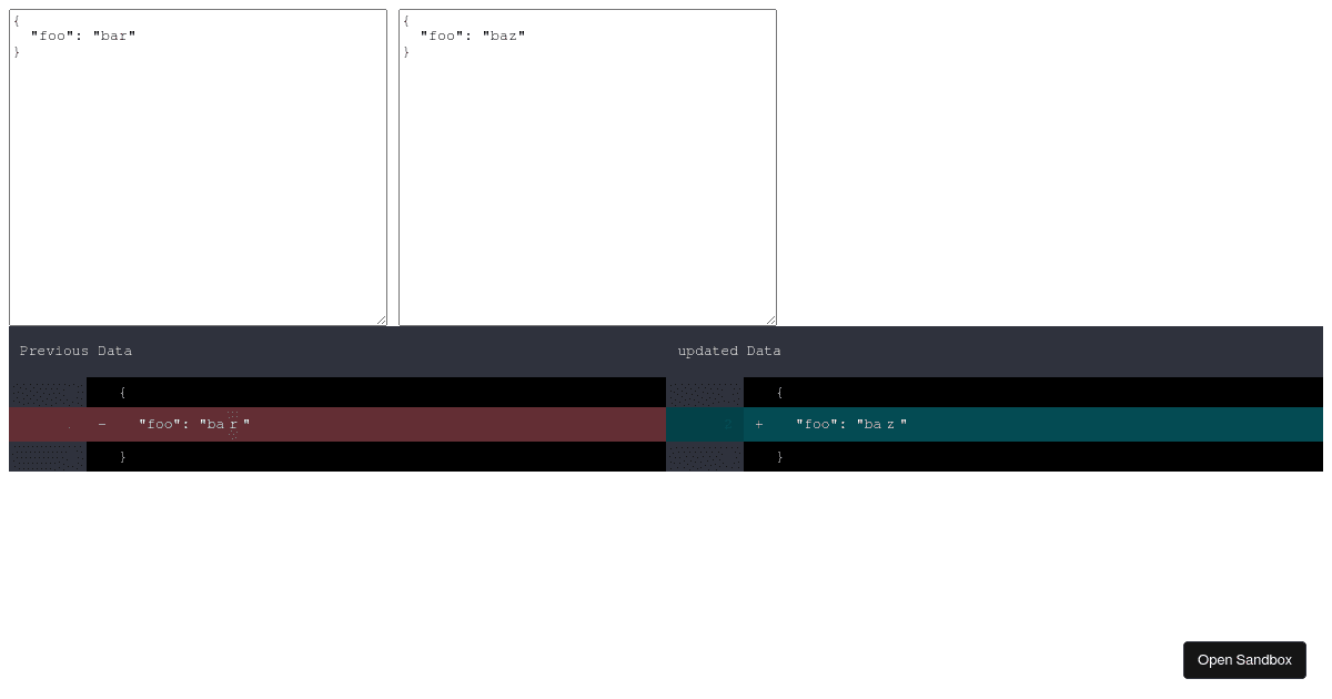 Json Diff Test Forked Codesandbox