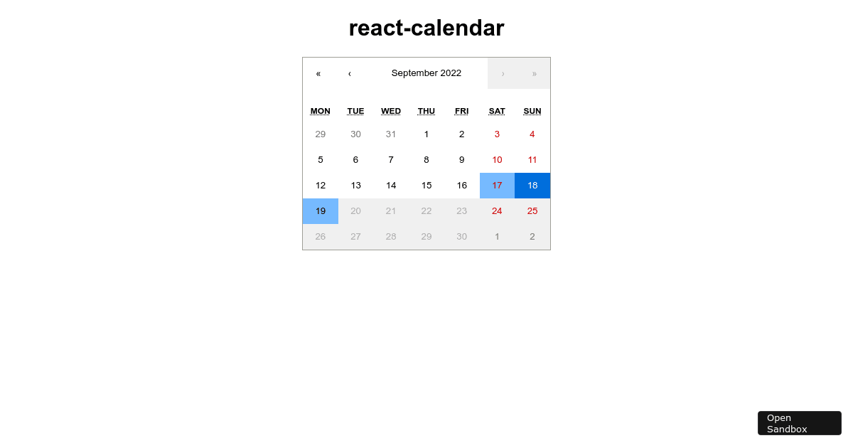 React Calendar Next Month Button Disabled Forked Codesandbox