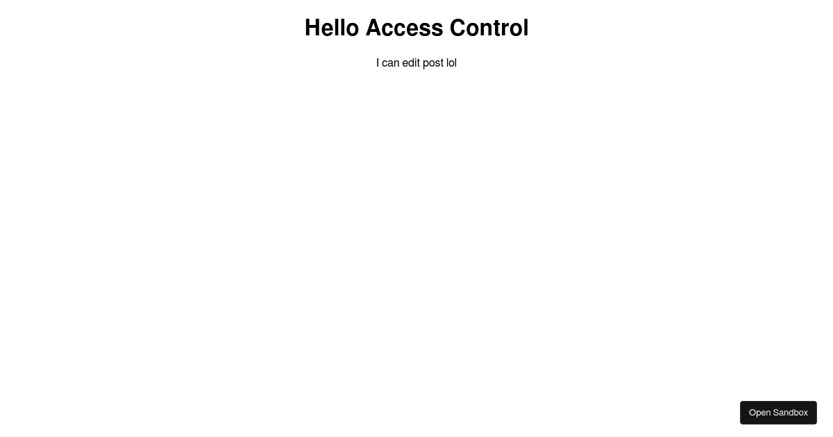 Hello Access Control Forked Codesandbox