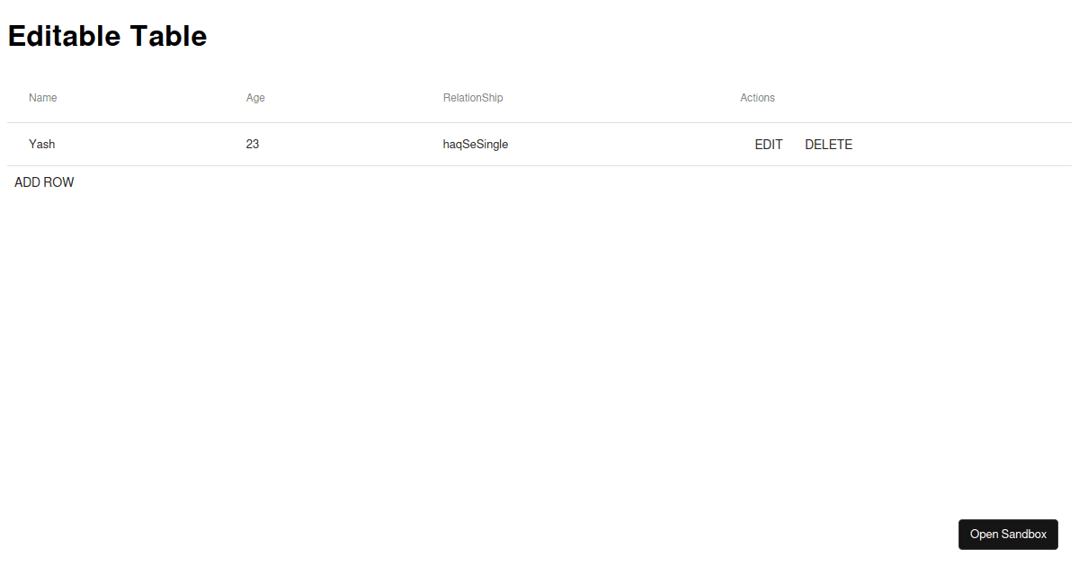 Mui Editable Table Component Forked Codesandbox