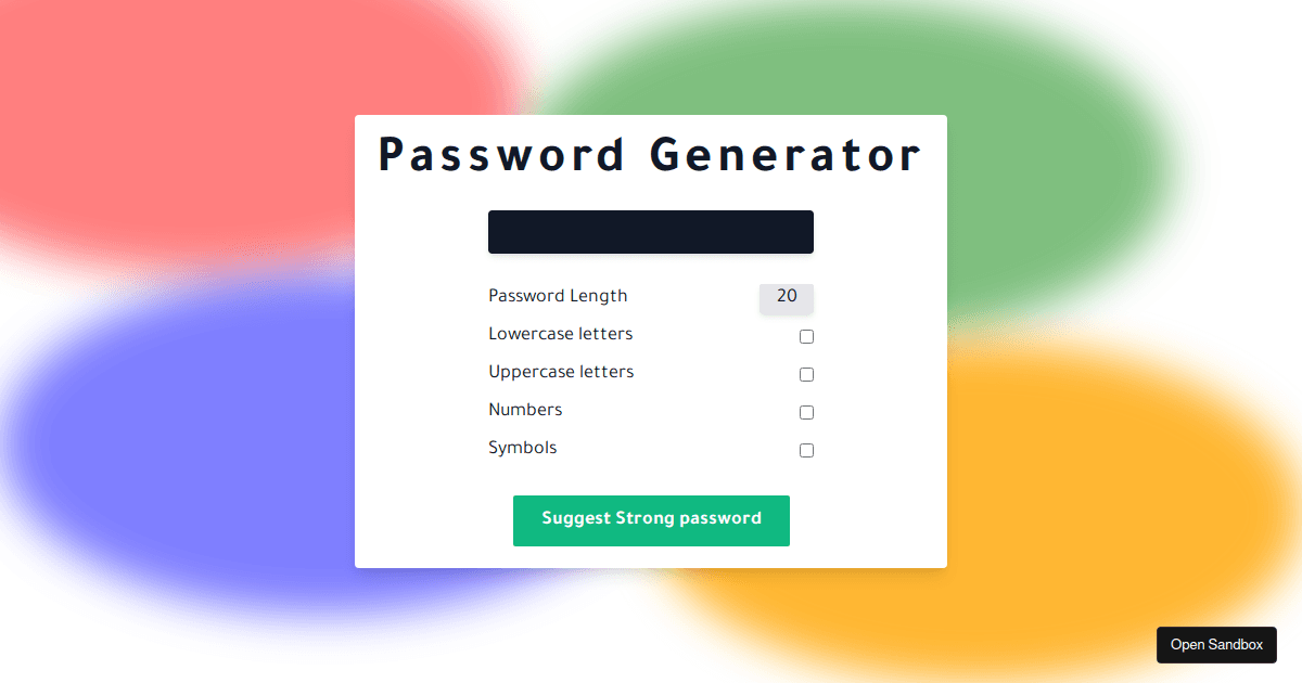 Password Generator Codesandbox