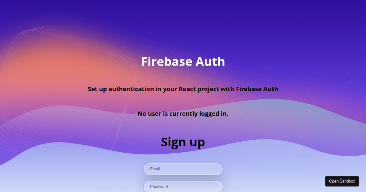 Firebase Auth Codesandbox