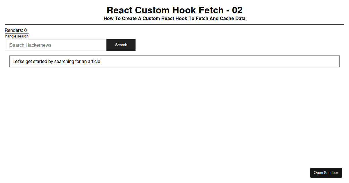 Custom React Hook Fetch Cache Data Forked Codesandbox