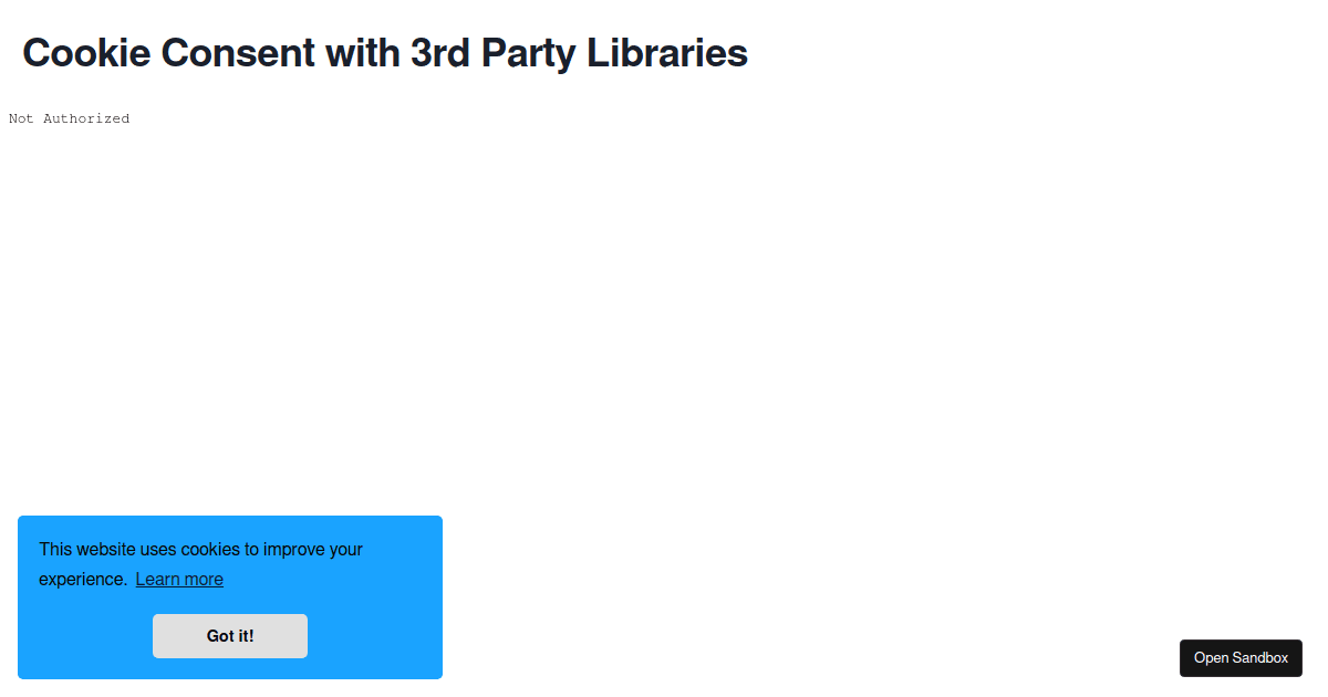 Answers Cookie Consent Third Party Codesandbox