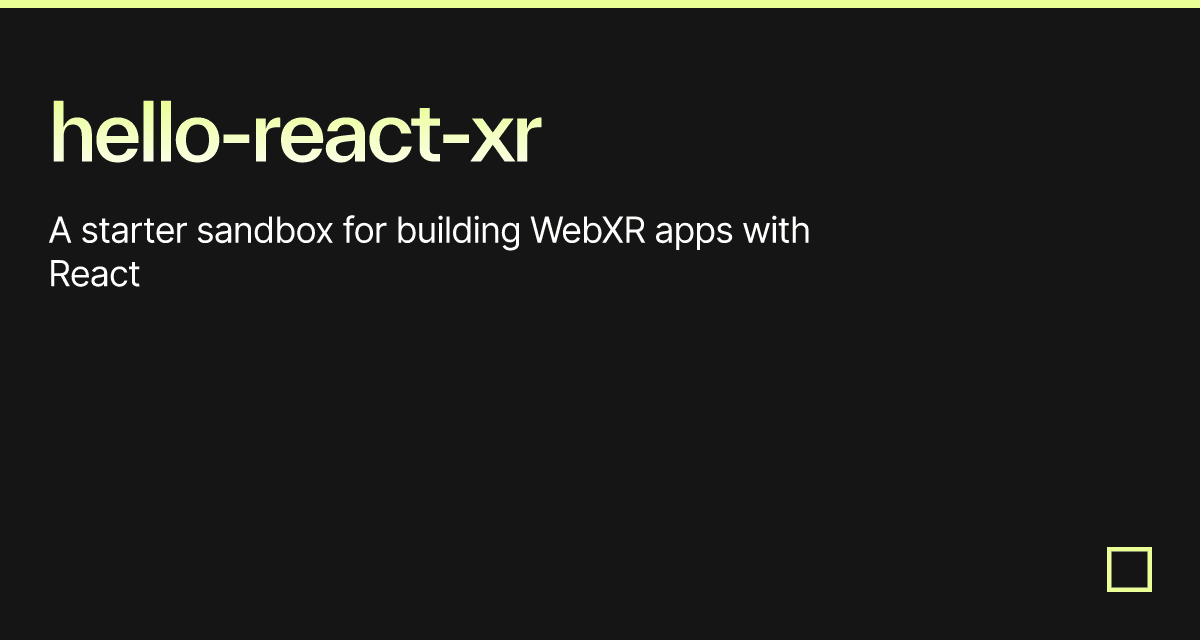 Hello React Xr Codesandbox