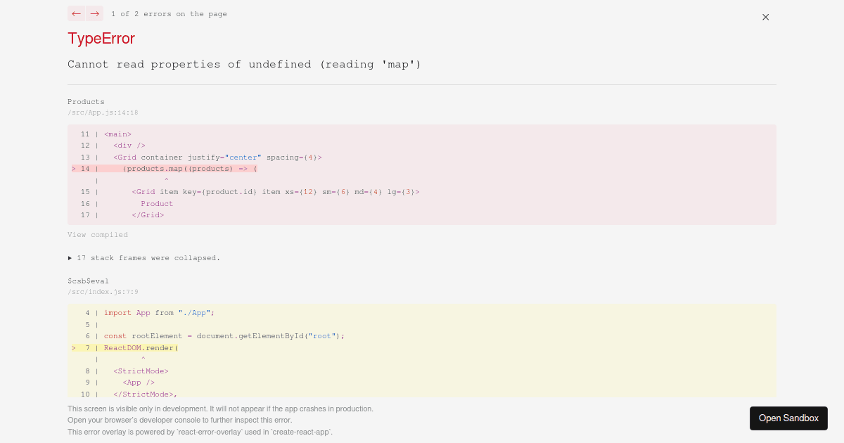 TypeError Cannot Read Properties Of Undefined Reading Map Codesandbox