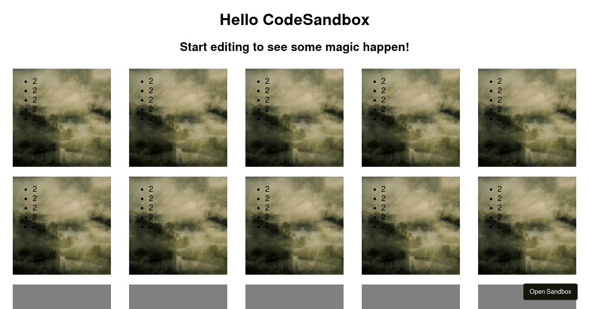 IntersectionObserver virtualization test - Codesandbox