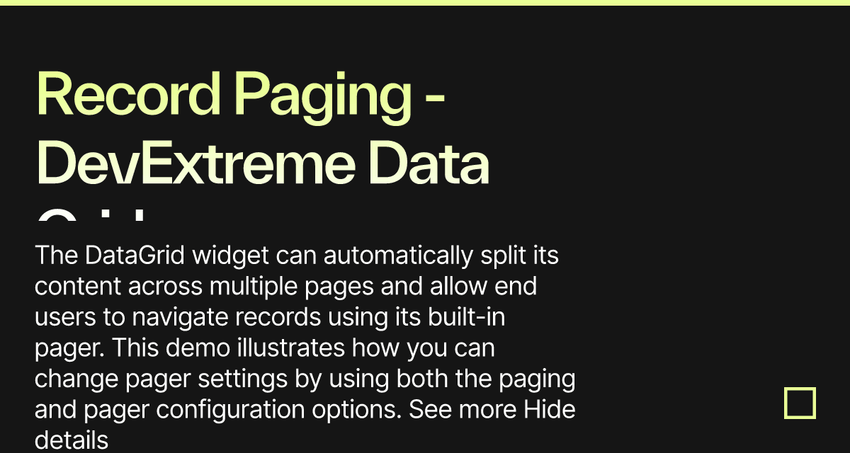 Record Paging - DevExtreme Data Grid - Codesandbox