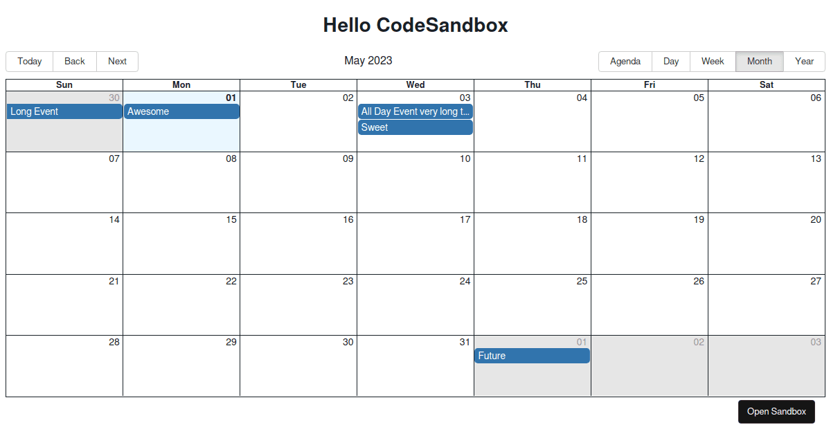 custom-calendar-views - Codesandbox