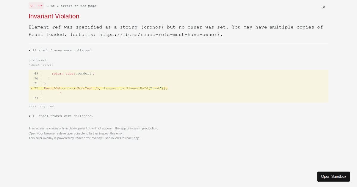 React example (forked) - Codesandbox