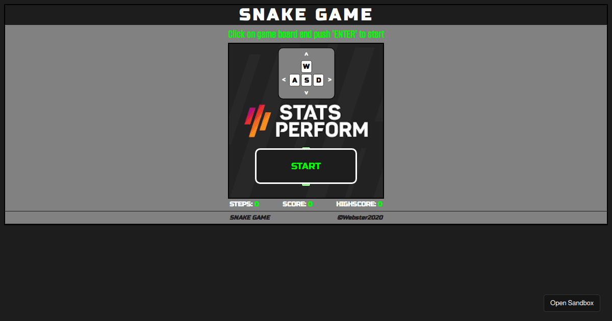 Snake Game - Codesandbox