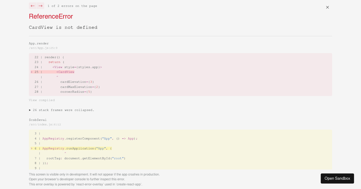 React Native - Codesandbox