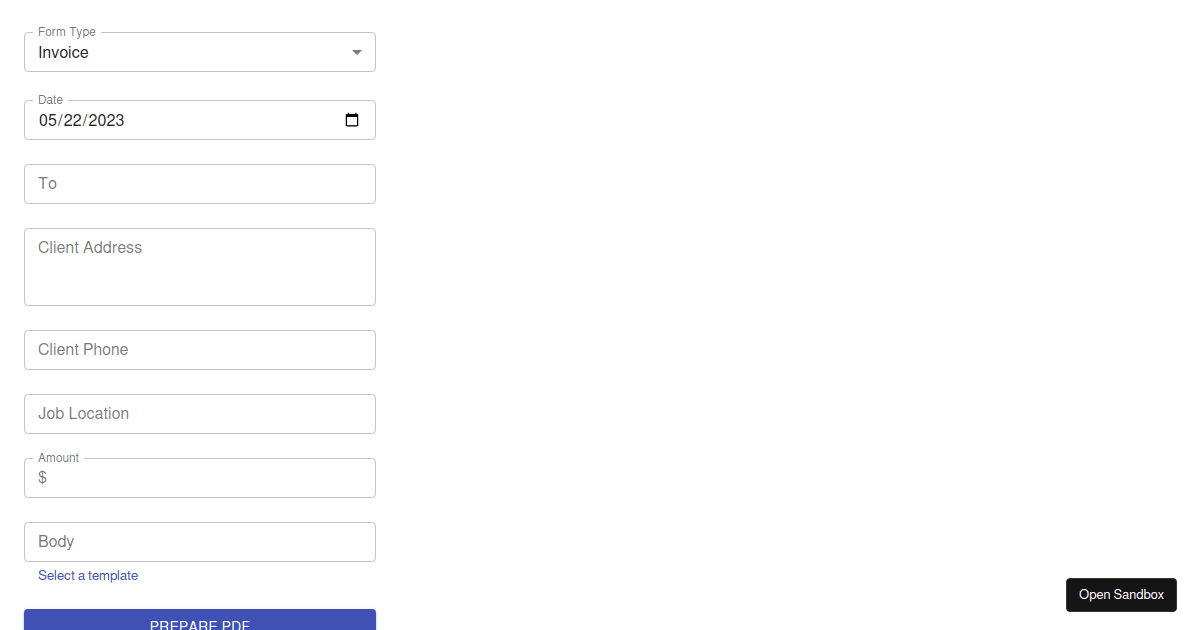 invoice (forked) - Codesandbox
