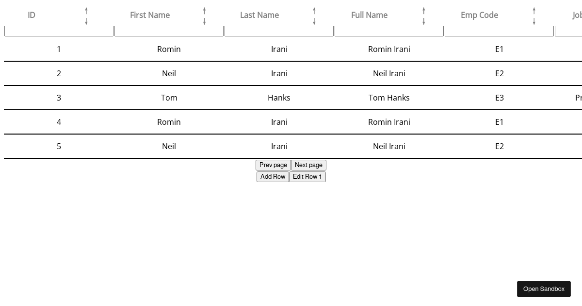 CRUD - Codesandbox