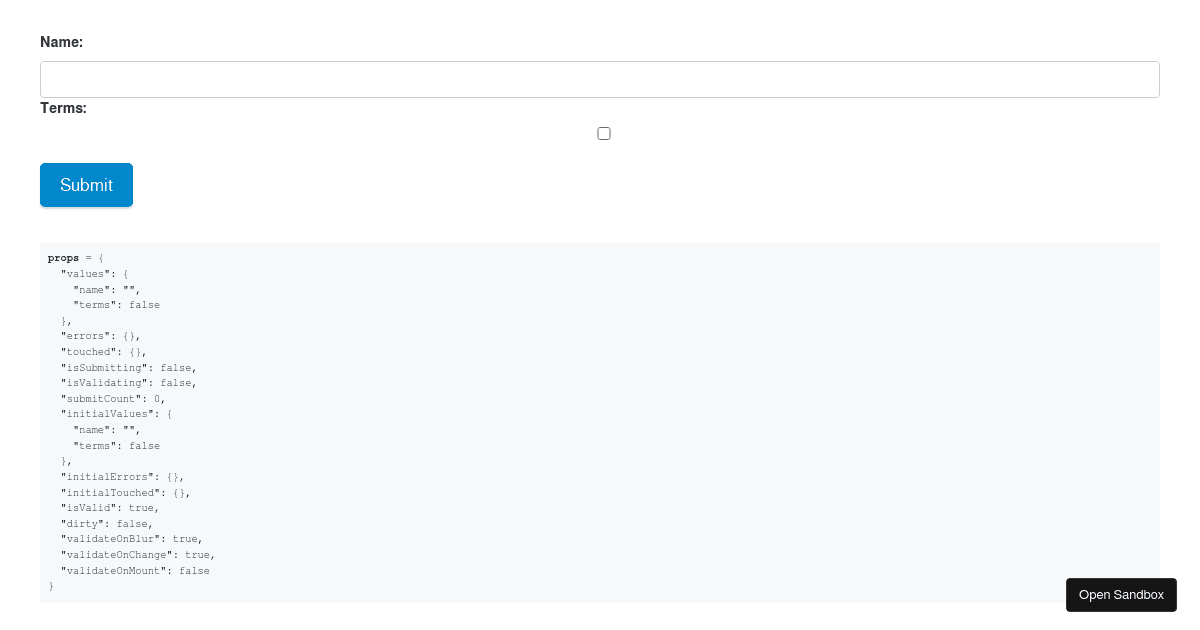 Formik Checkbox v2.1.2 (forked) - Codesandbox