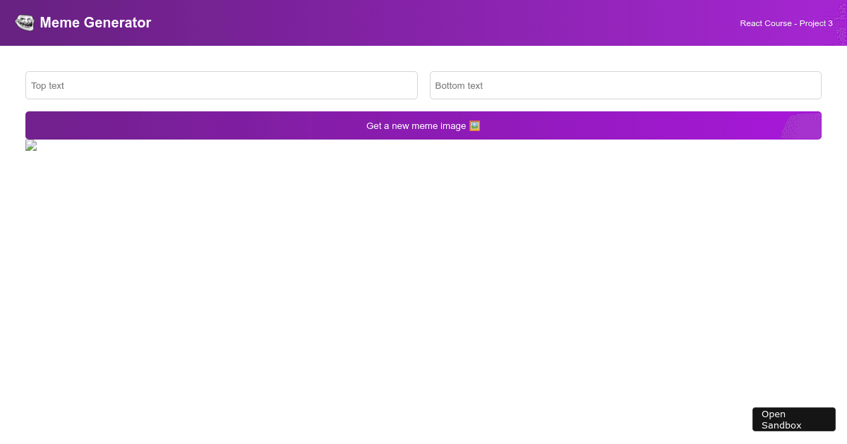 Meme Generator using React - Codesandbox