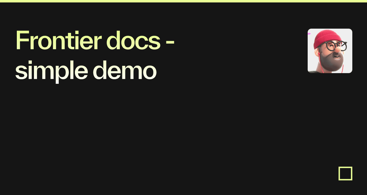 Frontier docs - simple demo - Codesandbox
