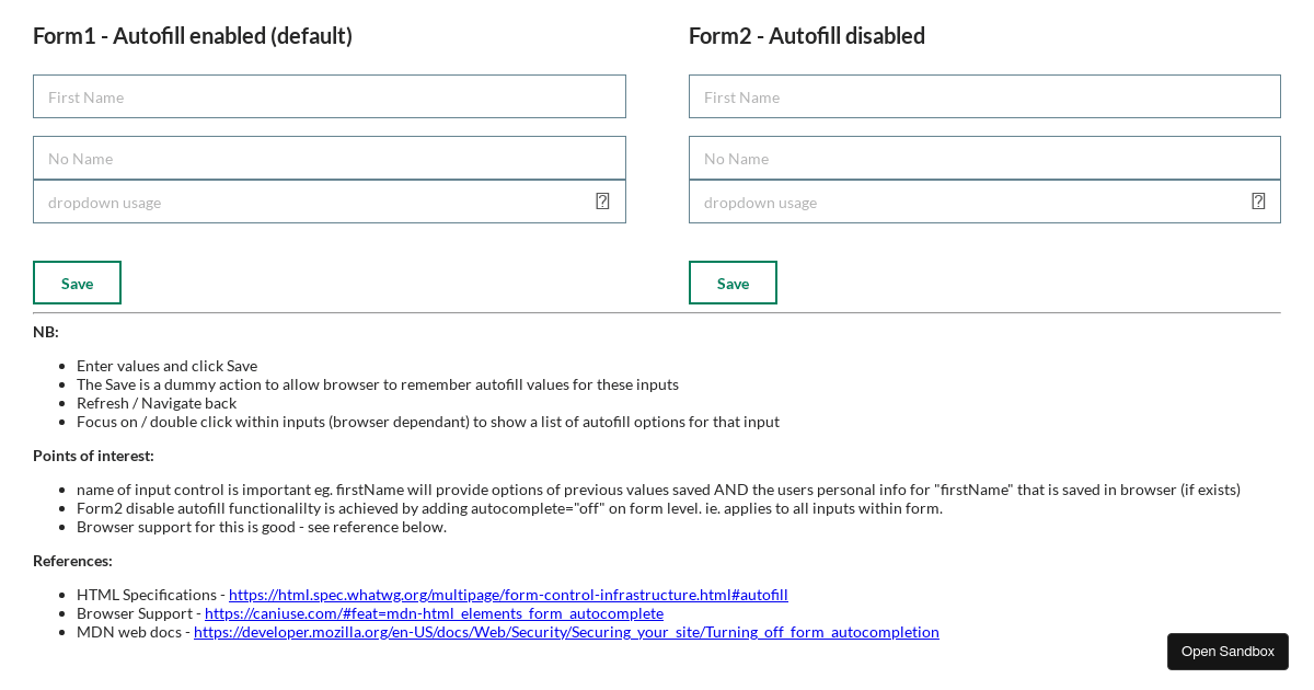 form-autofill-disable - Codesandbox