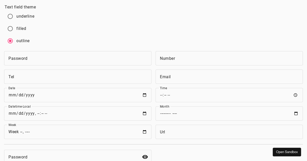 Form Example - Text Field Types - Codesandbox