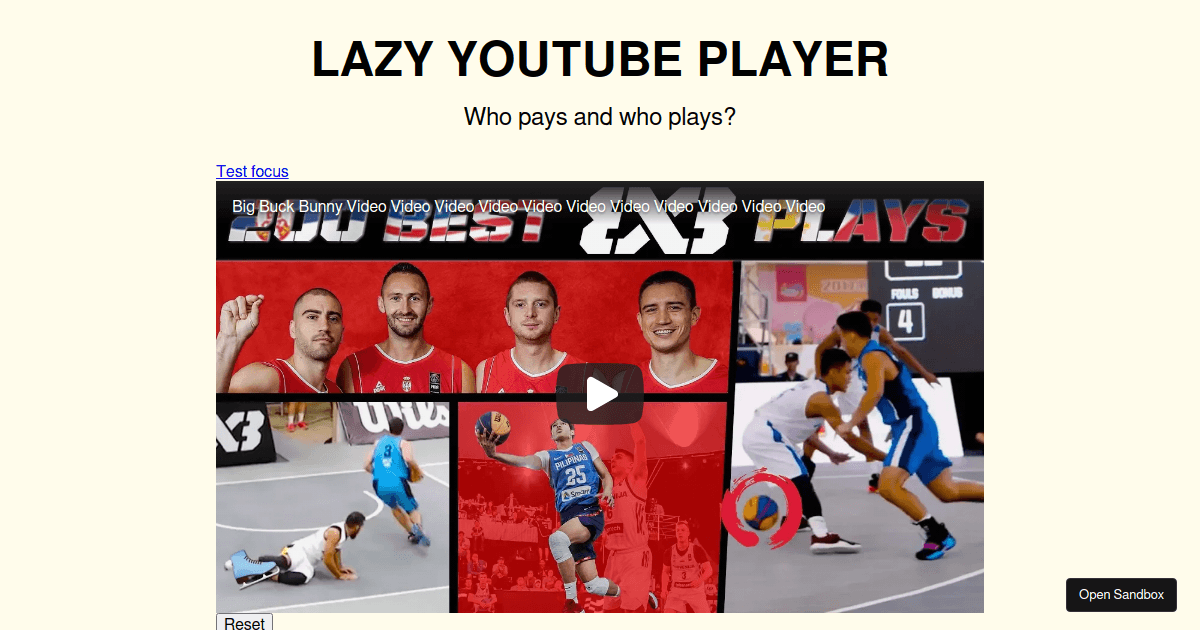 Lazy Youtube Player - Codesandbox