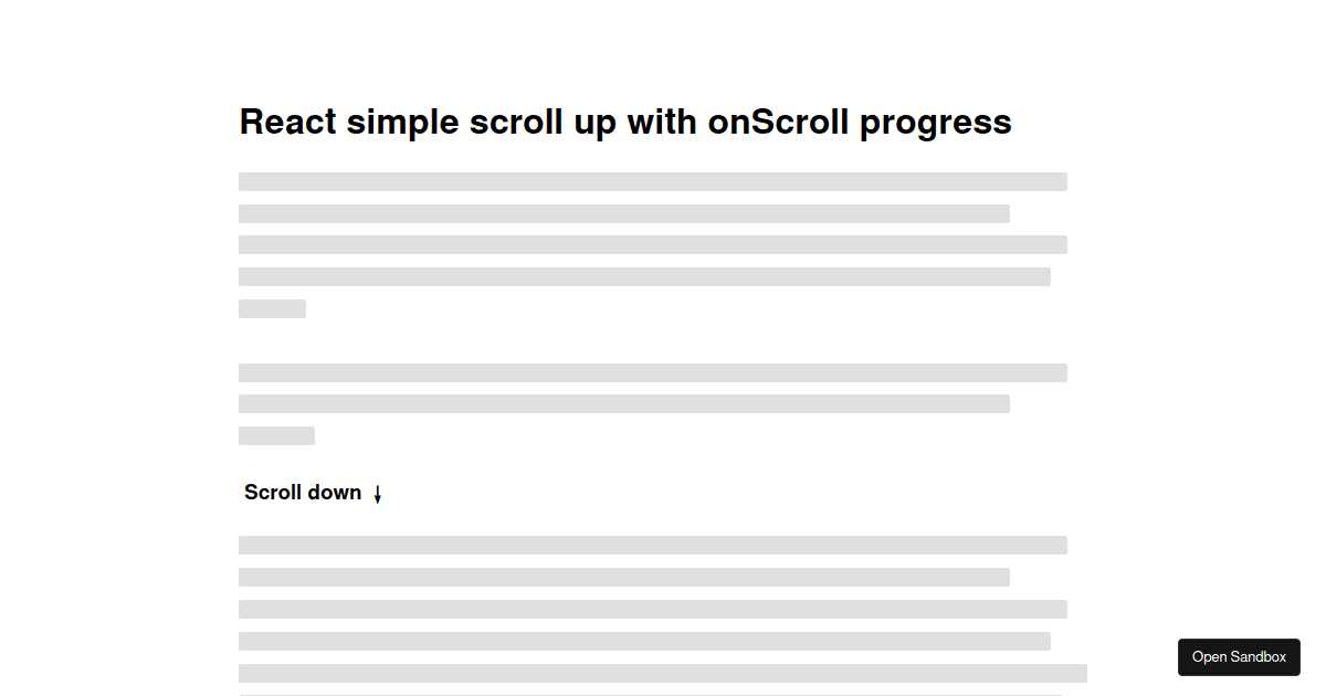 React simple scroll up with progress onScroll (forked) - Codesandbox