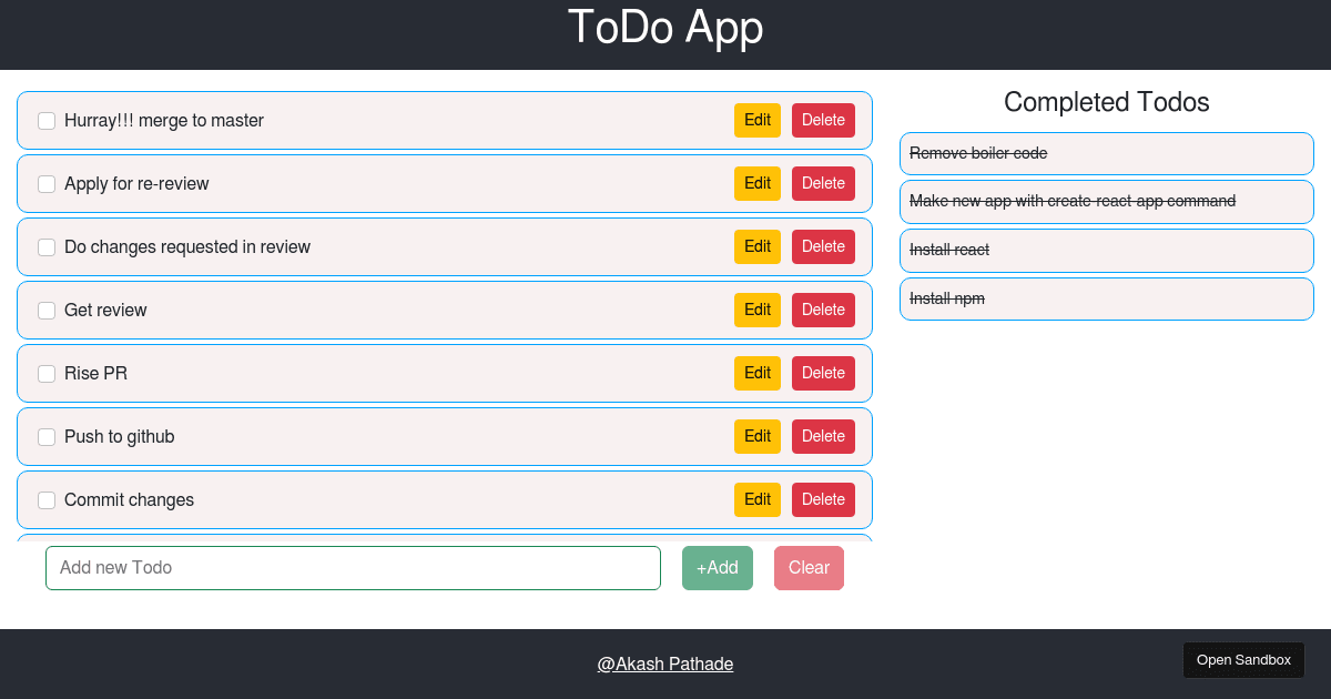 Todo App - AkashDPA - Codesandbox